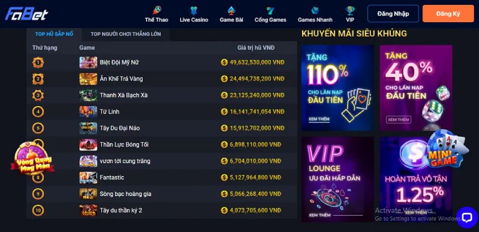 Các trò chơi phổ biến tại 7ball